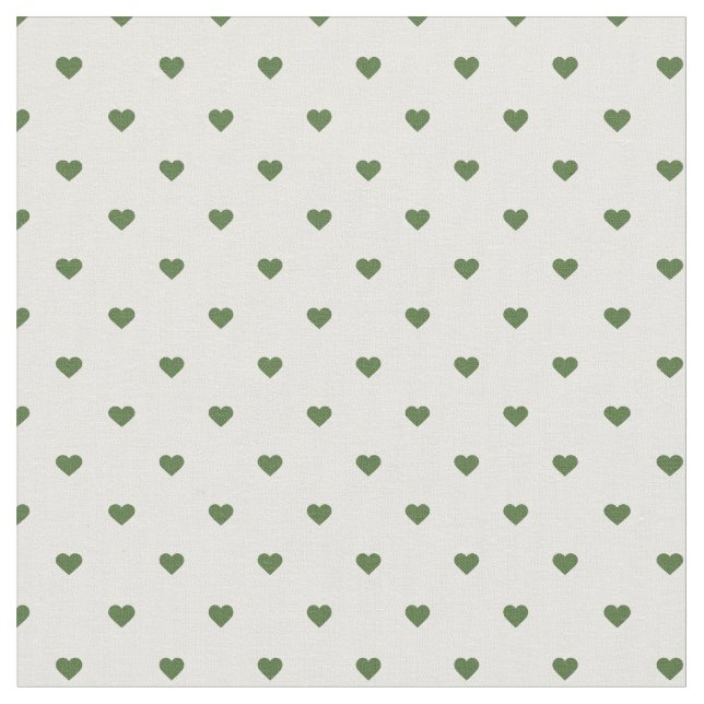 Tela Moss Green Polka Dot Hearts (De cerca)