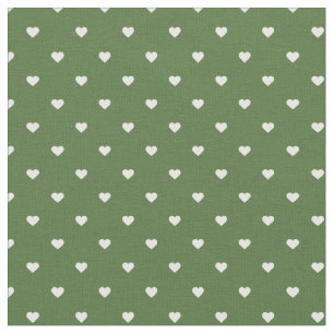 Tela Moss Green Polka Dot Hearts