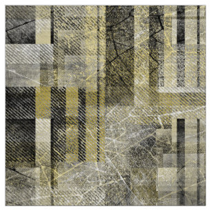 Tela Mostaza gris negro gruesa abstracta geométrica