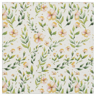 Tela Mostaza verde dorada pintas de polka floral amaril