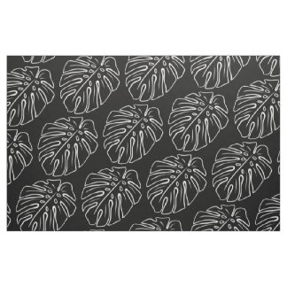 Tela Motif De Hoja Tropical Blanca En Negro Elegante