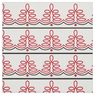 Tela Motif folklórico tradicional rumano en rojo y negr