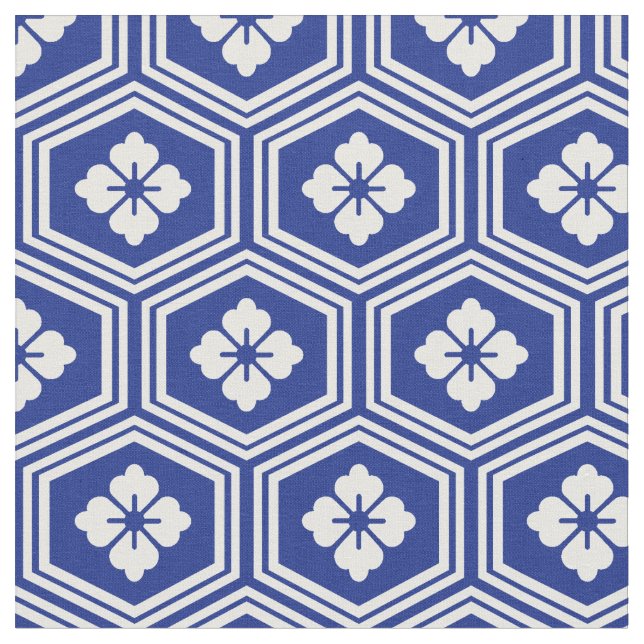 Tela Motif japonais Kikkō Bleu et blanc (De cerca)