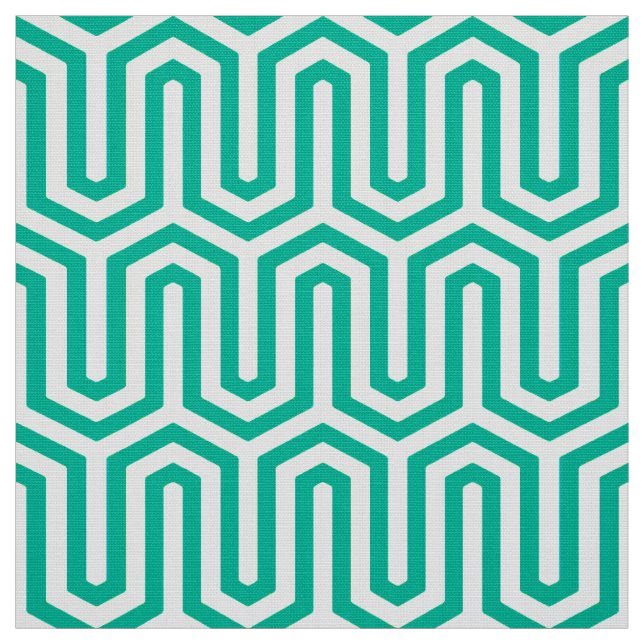 Tela Motivo egipcio deco - turquesa y blanco (Retal)