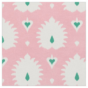 Tela Motivo moderno de ikat verde rosa pastel de moda