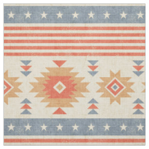 Tela Motivos vintage de Vaquero y Navajo con encanto rú
