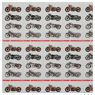 Tela MOTOCICLETAS DE VINTAJE CLÁSICO Gris negro rojo