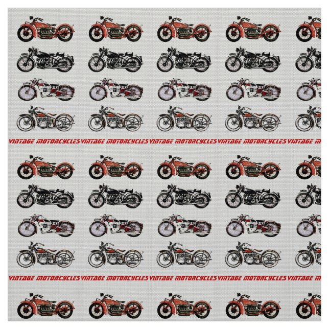 Tela MOTOCICLETAS DE VINTAJE CLÁSICO Gris negro rojo (Retal)