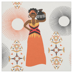 Tela Mujer africana con papel de tema de agua