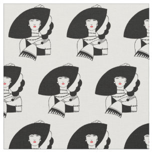 Tela Mujer Art Deco con guantes y sombrero grande RL