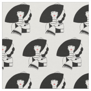 Tela Mujer Art Déco con sombrero grande guantes RL