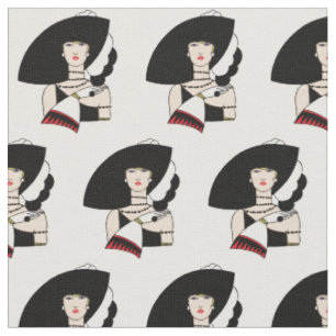 Tela Mujer Art Deco Vintage que Lleva Sombrero Guantes