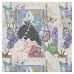 Tela Mujer elegante azul vestido floral de fantasía 