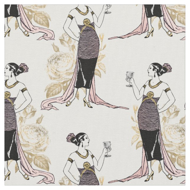 Tela Mujer francesa con vino en blanco (De cerca)