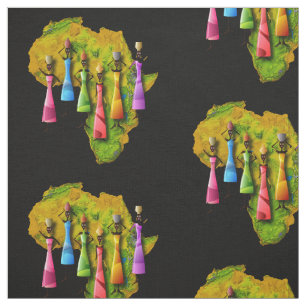 Tela Mujeres africanas en vestidos coloridos en el mapa