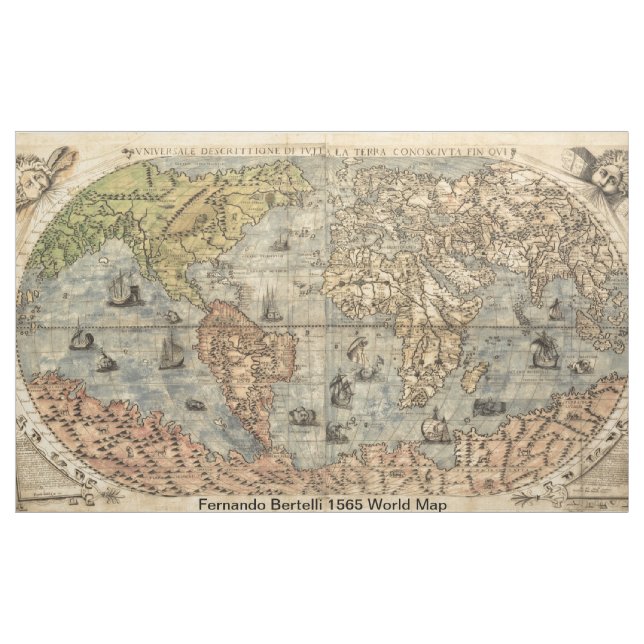 Tela Mundo Antiguo - Mapa de Fernando Bertelli 1565 (Yarda)
