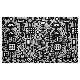 Tela Mundo Mechanoide - Blanco y negro con gris c6cbcc