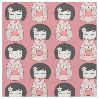 Tela Muñeca rosada de Kokeshi