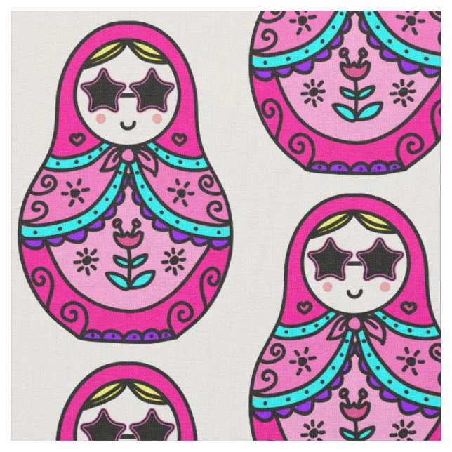Tela muñeca rusa rosa (De cerca)