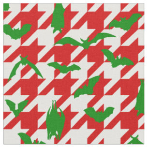 Tela murciélagos de cuadros feos de Navidad rojo verde