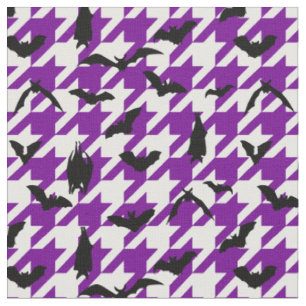 Tela murciélagos negros de halloween morada