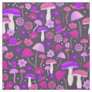 Tela Musgos retro psicodélicos morados, rosados y negro