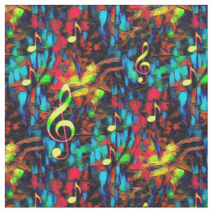 Tela Music Notes Bright Abstract Fabric