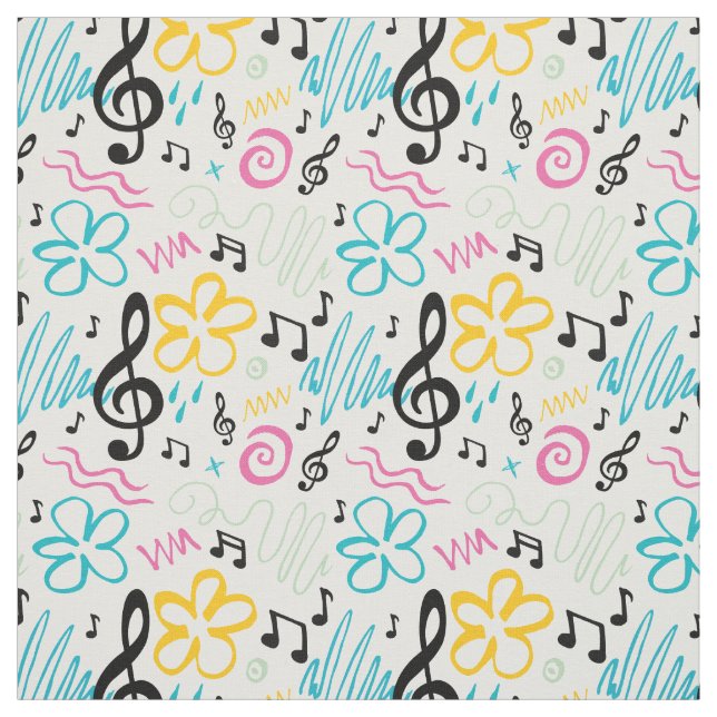 Tela Music Notes Treble Clef Music Band 90s Style (Retal)