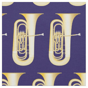 Tela Música De Banda Tuba Decoración Azul