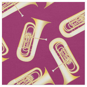Tela Música De Banda Tuba Decoración Magenta