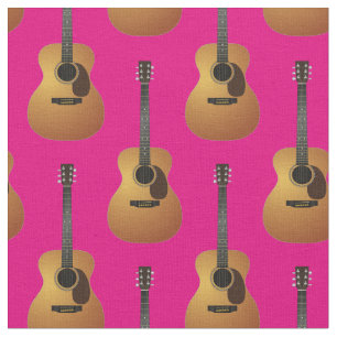 Tela Música De Guitarra Acústica Decoración Rosa
