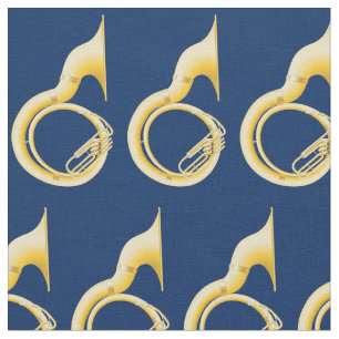Tela Música de Tuba Sousaphone Decoración Azul