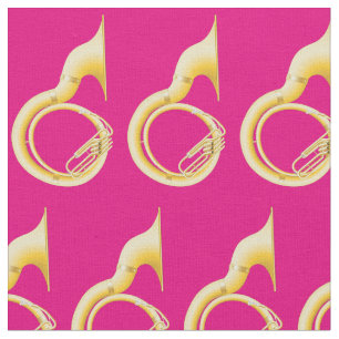 Tela Música de Tuba Sousaphone Decoración rosa