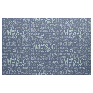 Tela Música Genes tejido personalizado de Word Collage