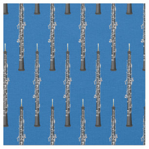 Tela Música Oboe Decoración Azul