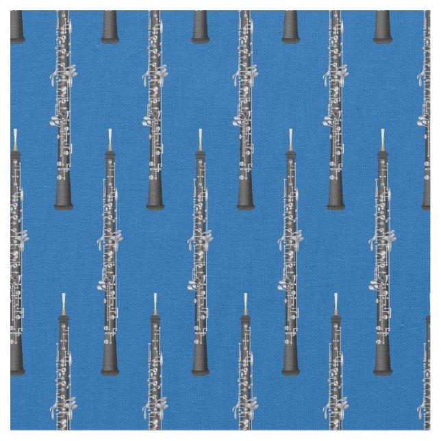Tela Música Oboe Decoración Azul (De cerca)