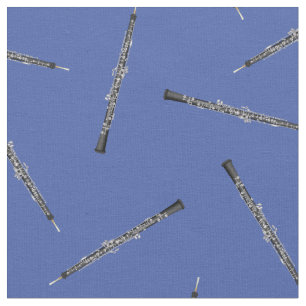 Tela Música Oboe Decoración Azul