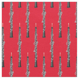 Tela Música Oboe Decoración roja