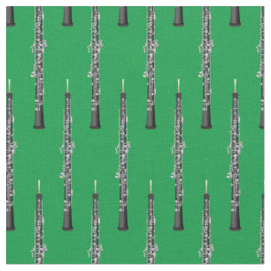 Tela Música Oboe Decoración Verde