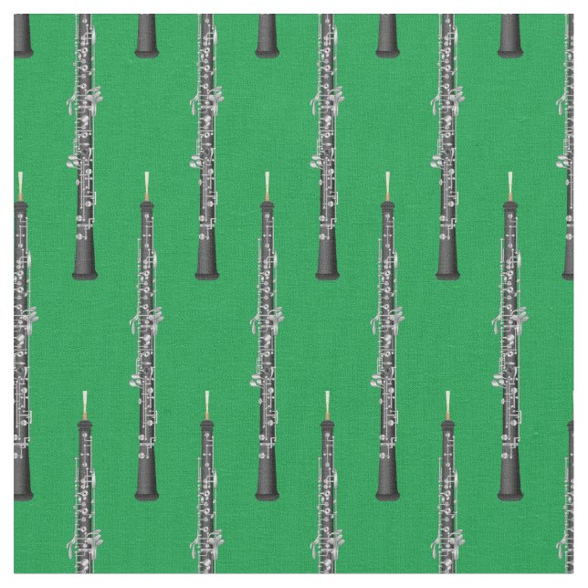 Tela Música Oboe Decoración Verde (De cerca)