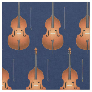 Tela Músico Bass Upright Jazz Decoración Azul
