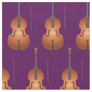 Tela Músico Bass Upright Jazz Decoración Purple