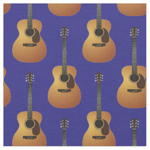 Tela Músico de guitarra acústica, decoración azul