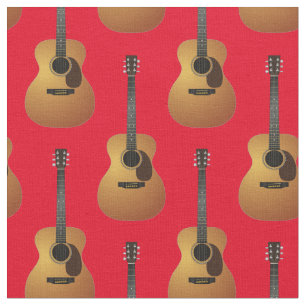 Tela Músico de guitarra acústica, decoración roja