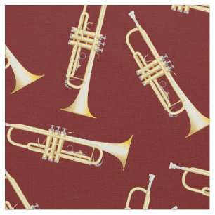 Tela Músico de Trumpets Decoración roja