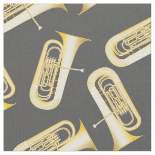 Tela Músico musical de banda Tuba Decoración gris