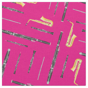 Tela Músico musical de Woodwind Band Instruments Pink
