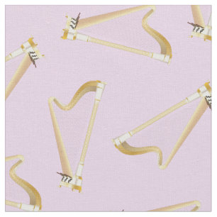 Tela Músico musical Harps Decoración morada