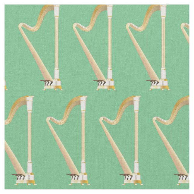 Tela Músico musical Harps Decoración Verde (De cerca)