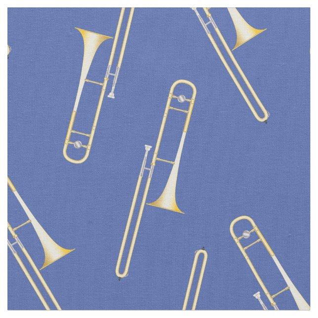 Tela Músico musical trombones Decoración azul (De cerca)